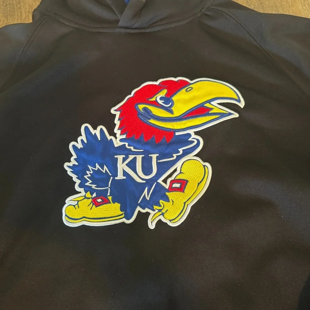Kansas Jayhawks Hoodie Mens Black Embroidered Pullover Size M‎ Colosseum